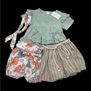 4 Pc Bundle! Shirt, Shorts/Headband & Tea Collection Skirt Size 2-3 yrs
